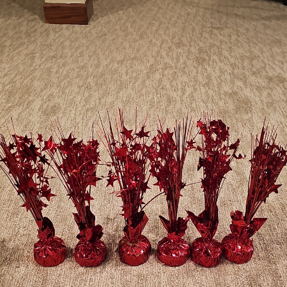 Set Of 6 Red Starburst Table Centerpieces 12"
